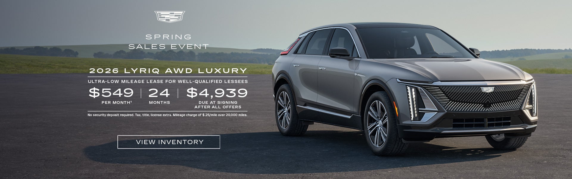 2026 LYRIQ AWD LUXURY. Ultra-low milege lease for well-qualified lessees. $549 per month 24 month...